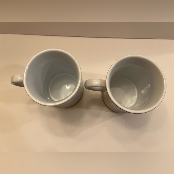 Williams Sonoma white gold tone Mono Christmas Tree Coffee Cup Mugs Set of 2 - Picture 3 of 9